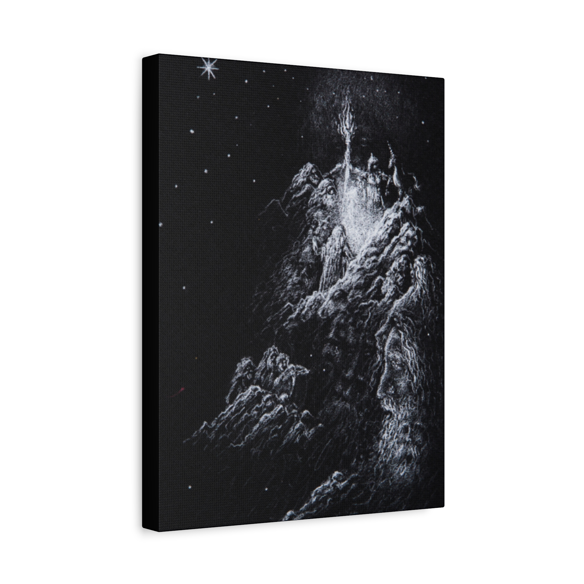 Starry Night Matte Canvas Wall Art, Minimalist Home Decor, Celestial Artwork, Night Sky Print, Moon