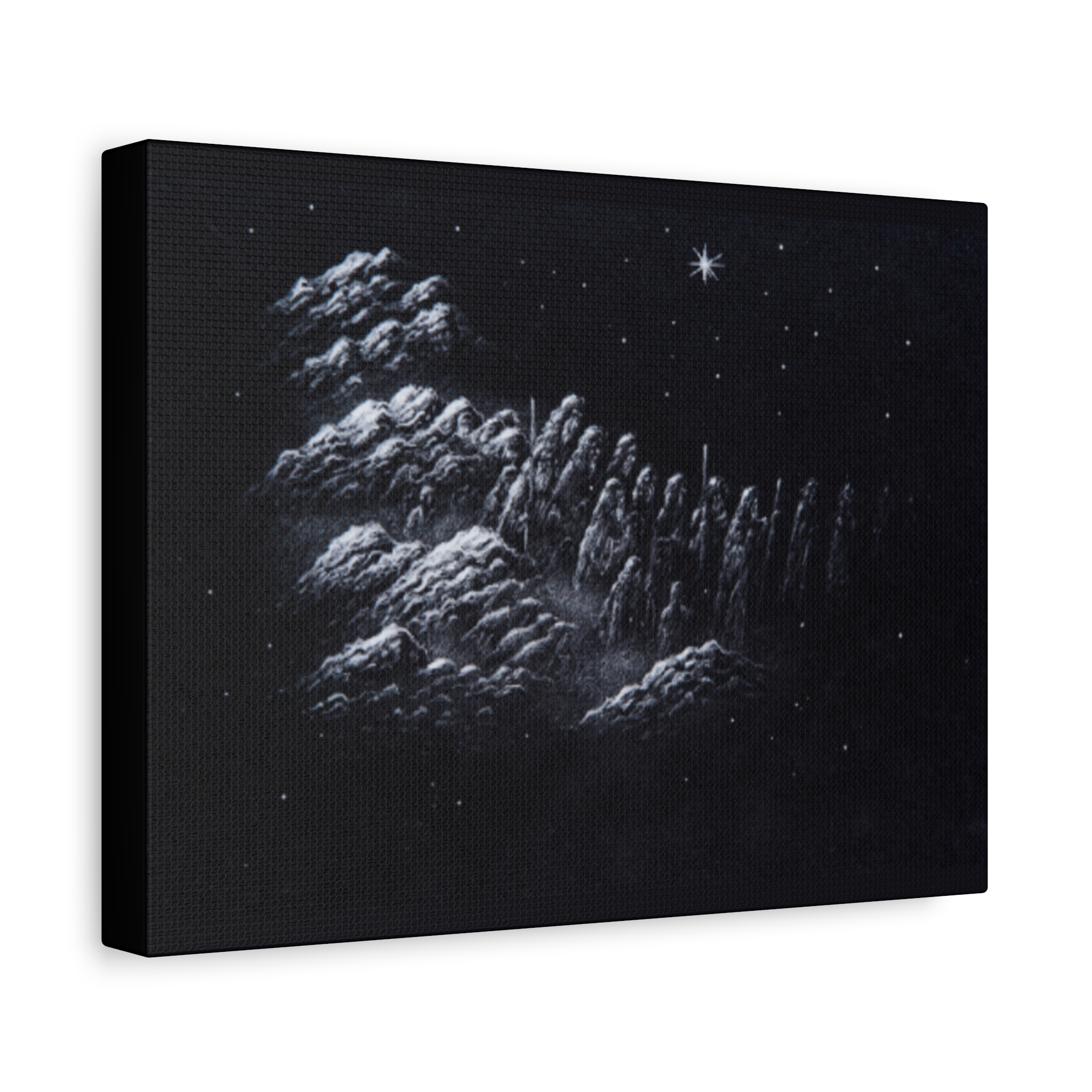 Franco-West Matte Canvas Art - Serene Mountain Landscape with Star